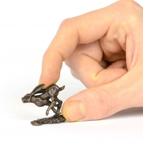 Miniature Bronze Running Hare Sculpture